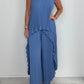 💖LAST DAY SALE 50% OFF💖Laney Pleated Short Sleeve Irregular Midi Top and Elastic Waist Wide Leg Pants Set✨