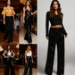🎄🎁Christmas Sale 50% OFF🥰Women's Sequin Sparkle Wide Leg Pants with Elastic Waistband