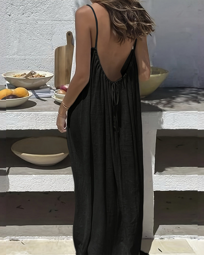 ❄️💕Hot Sale 60% OFF!💃Women's Solid Color Backless Cami Dress