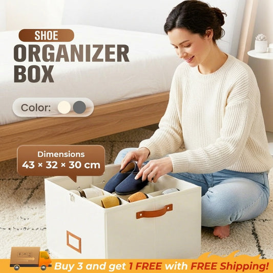 ⏰🔥Buy 2 Get 1 Free！👟 Fabric Shoe Organizer Storage Box – Foldable, Large Capacity, Dustproof & Breathable for Closet & Bedroom 🧺✨