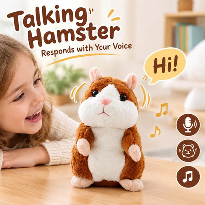 🐹 Last Day Special Price £9.99！✨Talking Hamster Plush – repeats whatever you say, auto head-shaking, hilarious fun for kids & adults.🎁
