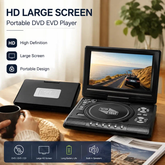 🎁Best Gift for Your Family🎉—📺 7.8" HD Portable DVD/EVD Player – Large Screen, Rechargeable & Compatible with DVD/CD/USB/SD