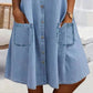 🎁Limited time 50% OFF⏳Blue Plain Collared Lace Trim Denim MIni Dress