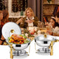 🍽️ LIMITED-TIME 50% OFF! ✨ Stainless Steel Chafing Dish Set – 5QT, Gold, Professional Buffet Warmer ⭐