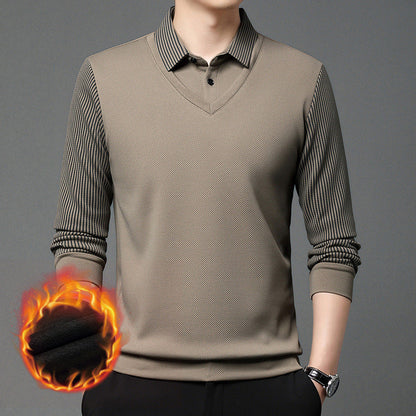 🔥Limited stock available 50% OFF🔥Striped Lapel Fake Two-piece Shirt