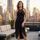 👗✨ LIMITED TIME 50% OFF! Women’s Asymmetrical Halter Dress – Adjustable Neck Tie, Flowing Irregular Hem and Lightweight Comfort