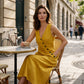 👗 50% DE RÉDUCTION! ✨ Robe Longue à Poches en Coton-Lin – Coupe Enveloppante, Boutons Asymétriques & Style Chic Pour Un Confort Élégant 🌸