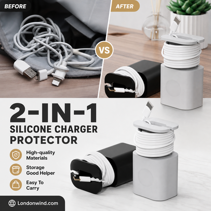 ⏳Buy 2 Get 3 Now! ⏰2-in-1 Silicone Charger Protector – Guard Your Brick, Tame Your Cable – No More Messy Wires, No More Scuffed Chargers 🧼
