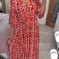 🔥LAST DAY SALE 50% OFF🌷Bohemian Casual Print V-neck Shirred Waist Long Dress