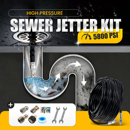 🚿 5800 PSI sewer cleaning kit – Rotating nozzle and reinforced hose for unclogging pipes 🛠️✨