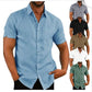 👔2026 Pop-up Shirt Men's Shirt With Solid Color Lapel And Short Sleeves– Lightweight & Breathable 🔥