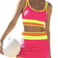 🌼Color Block Patchwork Nylon Sporty 3-Piece Bikini Set - High Waisted & Tummy Control Swimsuit👙🌈