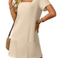 🎁Limited time 50% OFF⏳Women's Casual Square Neck Pocket Short Sleeve Dress with Pockets