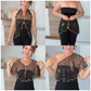 💜 LAST DAY PROMOTION - 50%OFF 💜 Women's Strapless Frill Trim Shirred Tie Front Wide Leg Tube Romper