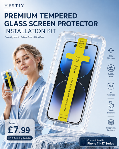 🛡️ Premium 9H Tempered Glass Screen Protector Kit for Phone 11–17 Series ✨   From £7.99 🔥 50% OFF