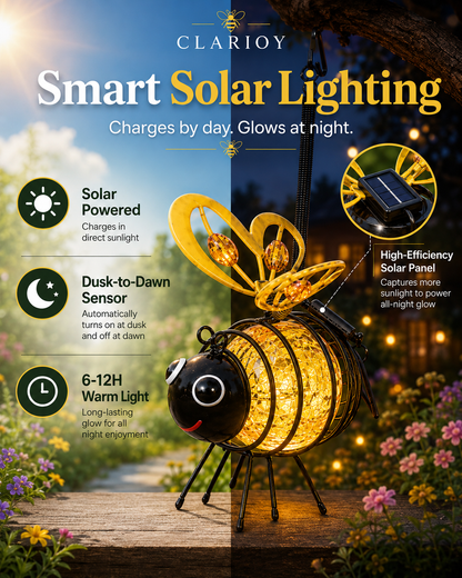 🔥LIMITED TIME 53% OFF!🔥  🐝 Solar-Powered Hanging Bee Light – Warm Outdoor Glow for Garden & Patio