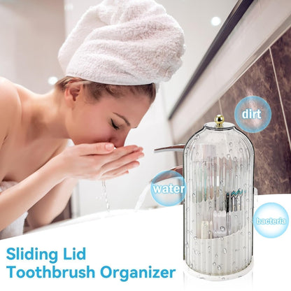 ⏳ Time-Limited Special ⏰ Sliding Lid Toothbrush Organiser – 360° Spin, Dustproof & Space-Smart ✨