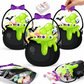 🎃Halloween Plastic Goodie Bags, Trick or Treat Candy Bags, Cauldron, Skeleton, Black Cat, Skull, Pumpkin Pattern Treat Bags, Halloween Party Favor Snack Storage Bags for Classroom, Birthday, Students, Teachers, Neighbors