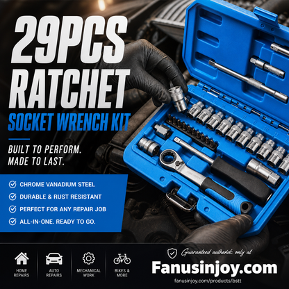 ⏳🔥LIMITED-TIME 50% OFF! ⏰29pcs Core Ratchet Socket Wrench Kit – Chrome‑vanadium steel, 11 sockets & 10 bits. Perfect for car repairs & DIY 🛠️✨