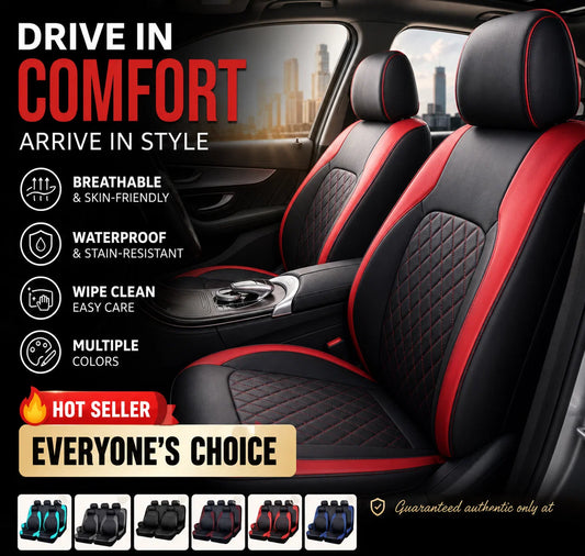 🚗✨ LIMITED-TIME 56% OFF! 9-Piece Universal-Fit Faux Leather Car Seat Cover Set – Airbag-Compatible, Breathable & Diamond-Quilted