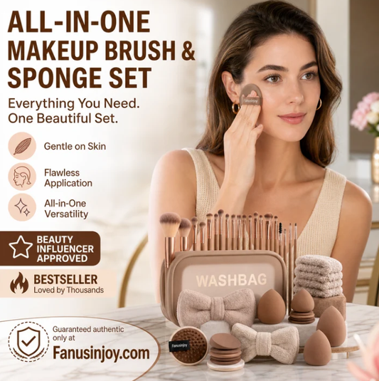 ✨️Amazing Special 59% OFF！👱🏻‍♀️Recommended by celebrity makeup artists！All-in-One Makeup Brush & Sponge Set