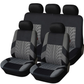 Car Seat Covers for 5 Seats Universal, Fabric Breathable Car Front & Rear Seat Protectors, Airbag Compatible, Full Protection, Fits Most Cars Trucks Vans SUVs, Red Gray Black Blue Seat Covers, Car Decor Gift, Truck Accessories, Car Interior Accessori