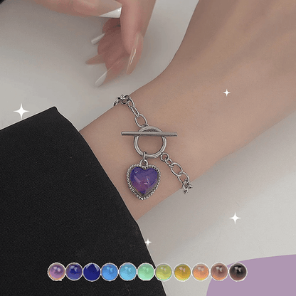 💖 Thermochromic Heart Necklace: Color-Changing Pendant, Magnetic Clasp, Copper