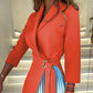 💕Limited Sale 49% OFF💕Ombre Lapel Neck Tied Waist Pleated Blazer Dress