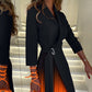 💕Limited Sale 49% OFF💕Ombre Lapel Neck Tied Waist Pleated Blazer Dress
