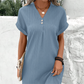 🌷Summer Hot Sale 50% Off🍃Simple Solid Color V-Neck Short Sleeve Dress for Women