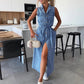 💖LAST DAY SALE 50% OFF💖Solid Button Pocket Denim Dress