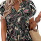 💖LAST DAY SALE 50% OFF💖Women's Cute Fringe Cuff Short-Sleeve Printed Tops