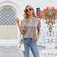 🔥HOT SALE 50% OFF🔥 V-Neck Floral Print Ruffled Short Sleeve T-Shirt