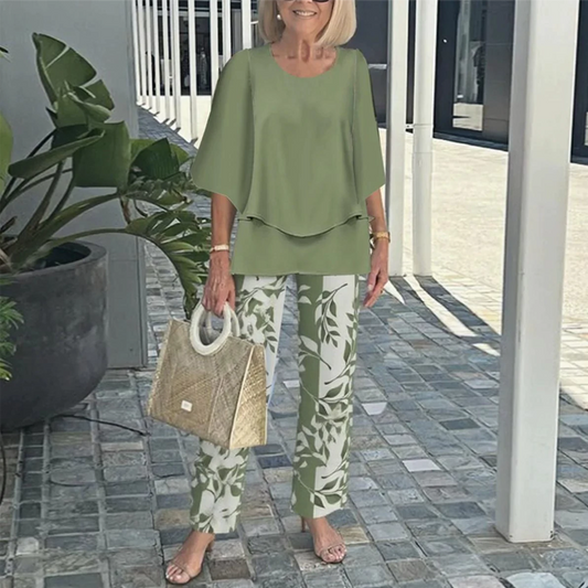 💥FLASH SALE 50% OFF💥Women’s Printed Pants & Crew Neck Top Set