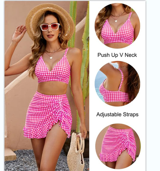 👙2025 New Type 50% OFF💥High Waisted Bikini Sets Women's Tummy Control Gingham
