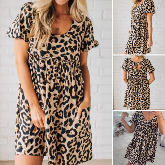 🐆 Leopard Print Mini Dress – 65% Off Now! Flirty vibe + hidden pockets = your new go-to 🔥