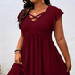 ⏰🔥LIMITED TIME 50% OFF!🔥50K+ SOLD!👗 Women's V-Neck Ruffle Trim Dress – Flattering, Soft & Perfect for Any Event 🌸