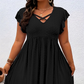 ⏰🔥LIMITED TIME 50% OFF!🔥50K+ SOLD!👗 Women's V-Neck Ruffle Trim Dress – Flattering, Soft & Perfect for Any Event 🌸