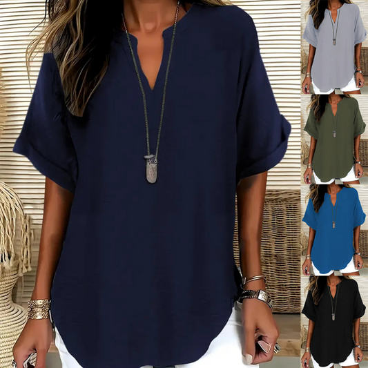 🌸Spring Sale 49% OFF👕Fashion Loose Solid Color Short Sleeve Top