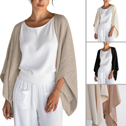 🔥Last 3 Hours!!💝Women's Linen Cardigan 3/4 Sleeve Open Front Loose Cover Ups Lightweight Shrug