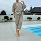 Women's Leopard Print Top & Pants 2-Piece Set ☕