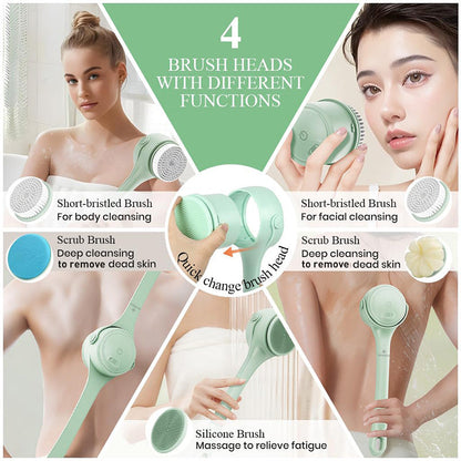🚿 50% OFF NOW! 🧽 Long-Handled Electric Exfoliating Bath Brush – Powerful Motor, IPX7 Waterproof, Dual-Handle Design & Multiple Brush Heads for Spa-Like Clean ✨