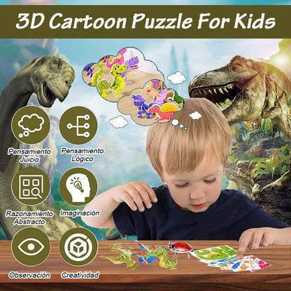 🦖 47% OFF! 🧩 EDUCATIONAL 3D PUZZLE - 50-Piece Cartoon Dinosaur Set with Vibrant Colors, Develops Creativity & Spatial Thinking for Ages 4+ 🎨✨