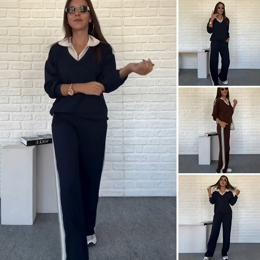 🔥Limited stock available 50% OFF🔥Women's Long Sleeve Lapel Top & Pants Set