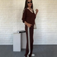 🔥Limited stock available 50% OFF🔥Women's Long Sleeve Lapel Top & Pants Set