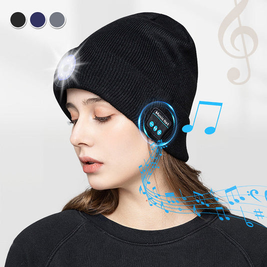 🔥Limited stock available 50% OFF🔥Peel-Off LED Headlamp Bluetooth Headset Knit Cap