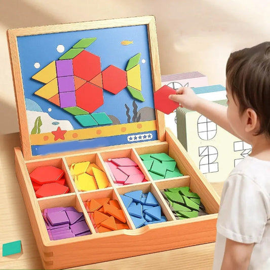 🔥Last day special, 50% off🔥Wooden Magnetic Pattern Block Puzzle Set