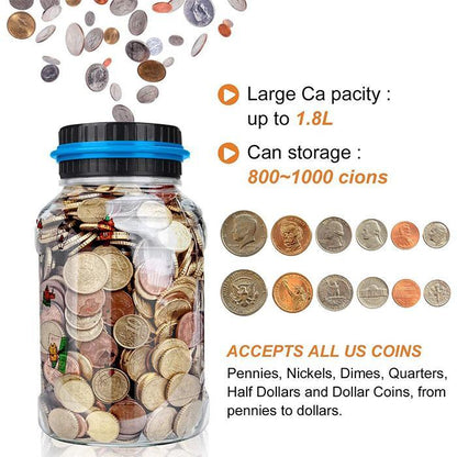 ❄️Summerfresh 50% OFF!📦Digital Coin Counting Money Box – Automatic LCD Savings Jar for GBP or Euro Coins, 1.8L