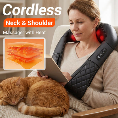 📢📢50% OFF !! ⏰Cordless Neck & Shoulder Massager with Heat – Portable, Comfortable & Easy to Use for Home, Office & Travel