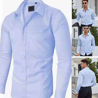 👔 50% OFF NOW! 💎 Solid-Color Long-Sleeve Shirt – Wrinkle-Resistant, Breathable Cotton Blend & Professional Fit – Perfect for work or casual wear ✨